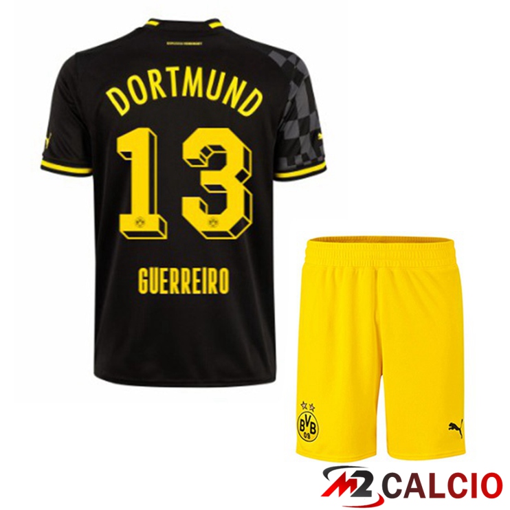 Maglie Calcio Personalizzate,Tute Calcio Squadre,Maglia Nazionale Italiana Calcio | Maglie Calcio Dortmund BVB (Guerreiro 13) Bambino Seconda Nero 2022/2023