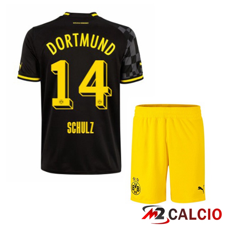 Maglie Calcio Personalizzate,Tute Calcio Squadre,Maglia Nazionale Italiana Calcio | Maglie Calcio Dortmund BVB (Schulz 14) Bambino Seconda Nero 2022/2023