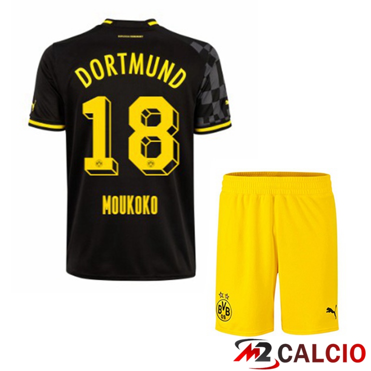 Maglie Calcio Personalizzate,Tute Calcio Squadre,Maglia Nazionale Italiana Calcio | Maglie Calcio Dortmund BVB (Moukoko 18) Bambino Seconda Nero 2022/2023