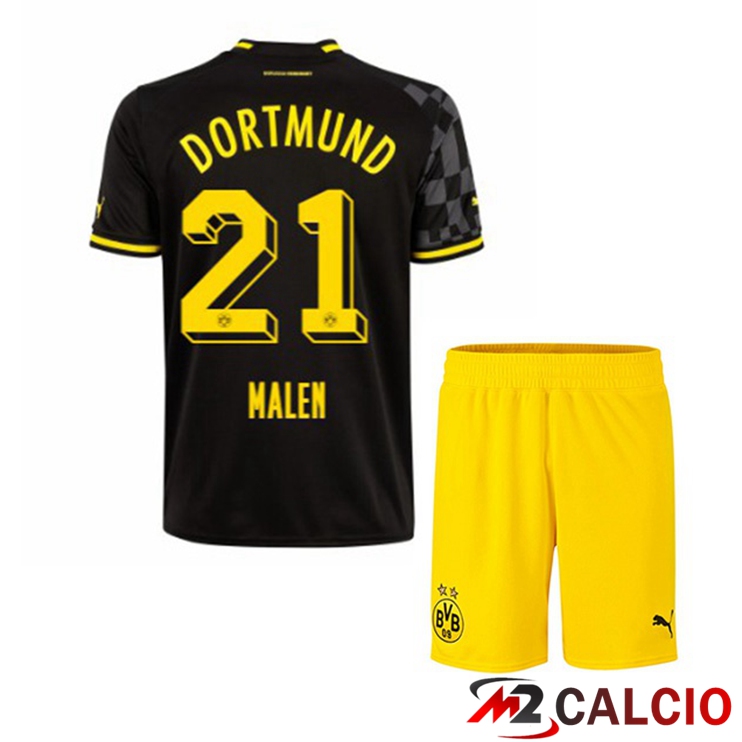 Maglie Calcio Personalizzate,Tute Calcio Squadre,Maglia Nazionale Italiana Calcio | Maglie Calcio Dortmund BVB (Malen 21) Bambino Seconda Nero 2022/2023