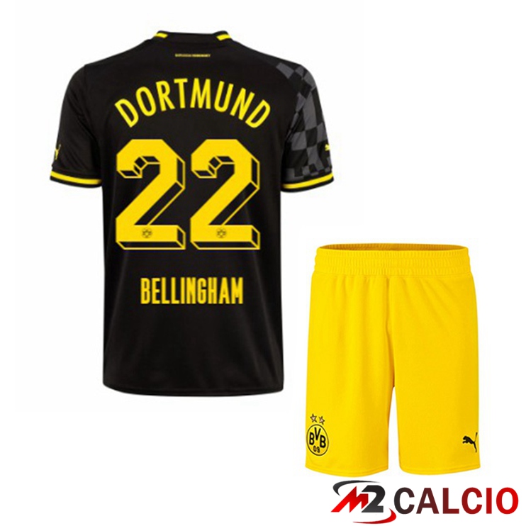 Maglie Calcio Personalizzate,Tute Calcio Squadre,Maglia Nazionale Italiana Calcio | Maglie Calcio Dortmund BVB (Bellingham 22) Bambino Seconda Nero 2022/2023