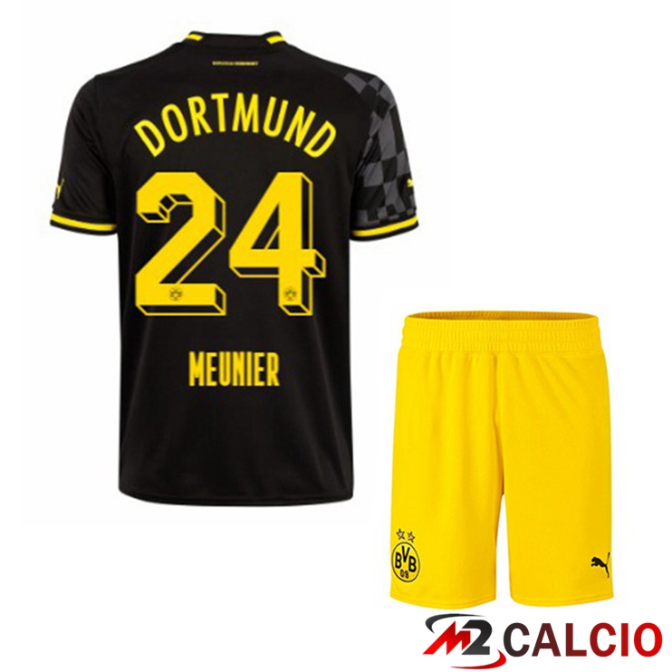 Maglie Calcio Personalizzate,Tute Calcio Squadre,Maglia Nazionale Italiana Calcio | Maglie Calcio Dortmund BVB (Meunier 24) Bambino Seconda Nero 2022/2023