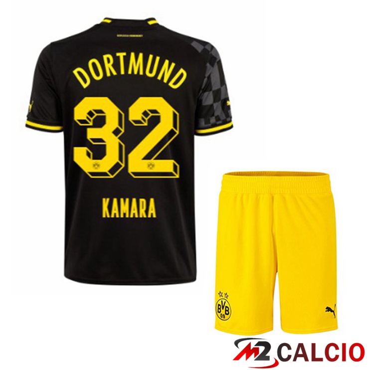 Maglie Calcio Personalizzate,Tute Calcio Squadre,Maglia Nazionale Italiana Calcio | Maglie Calcio Dortmund BVB (Kamara 32) Bambino Seconda Nero 2022/2023