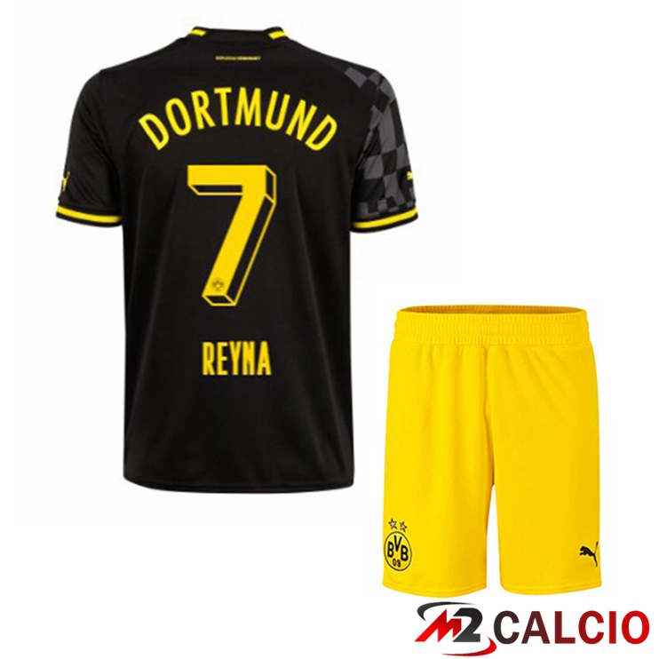 Maglie Calcio Personalizzate,Tute Calcio Squadre,Maglia Nazionale Italiana Calcio | Maglie Calcio Dortmund BVB (Reyna 7) Bambino Seconda Nero 2022/2023