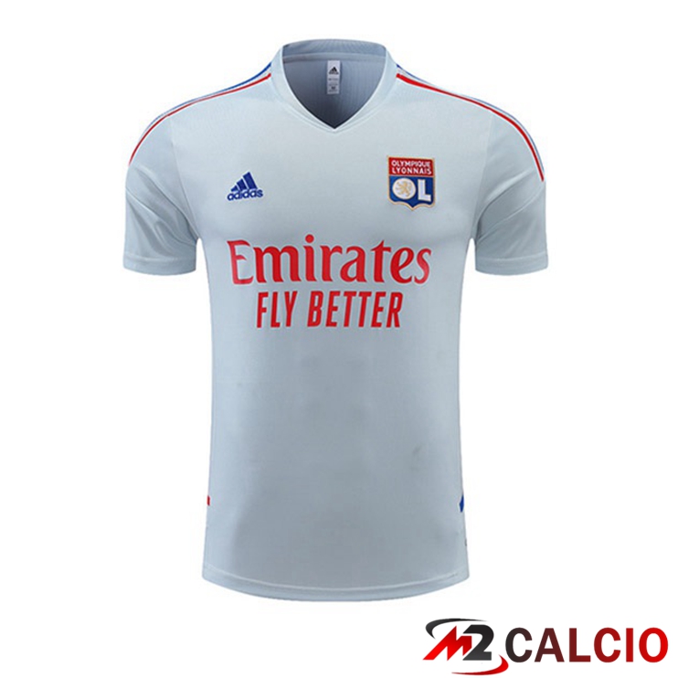 Maglie Calcio Personalizzate,Tute Calcio Squadre,Maglia Nazionale Italiana Calcio | T Shirt Allenamento Lyon OL Grigio 2022/2023
