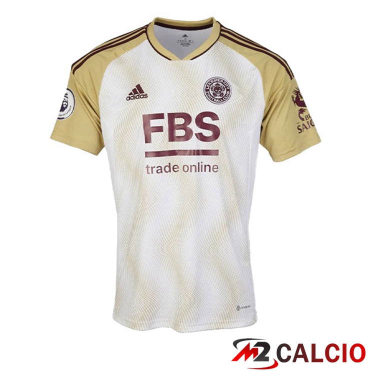Maglie Calcio Personalizzate,Tute Calcio Squadre,Maglia Nazionale Italiana Calcio | Maglie Calcio Leicester City Terza Bianco Giallo 2022/2023