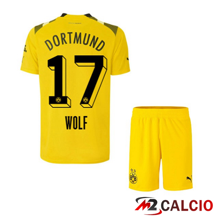 Maglie Calcio Personalizzate,Tute Calcio Squadre,Maglia Nazionale Italiana Calcio | Maglie Calcio Dortmund BVB (Wolf 17) Bambino cup Giallo 2022/2023