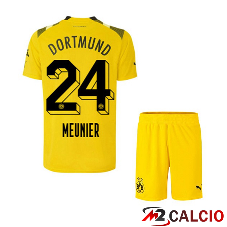 Maglie Calcio Personalizzate,Tute Calcio Squadre,Maglia Nazionale Italiana Calcio | Maglie Calcio Dortmund BVB (Meunier 24) Bambino cup Giallo 2022/2023