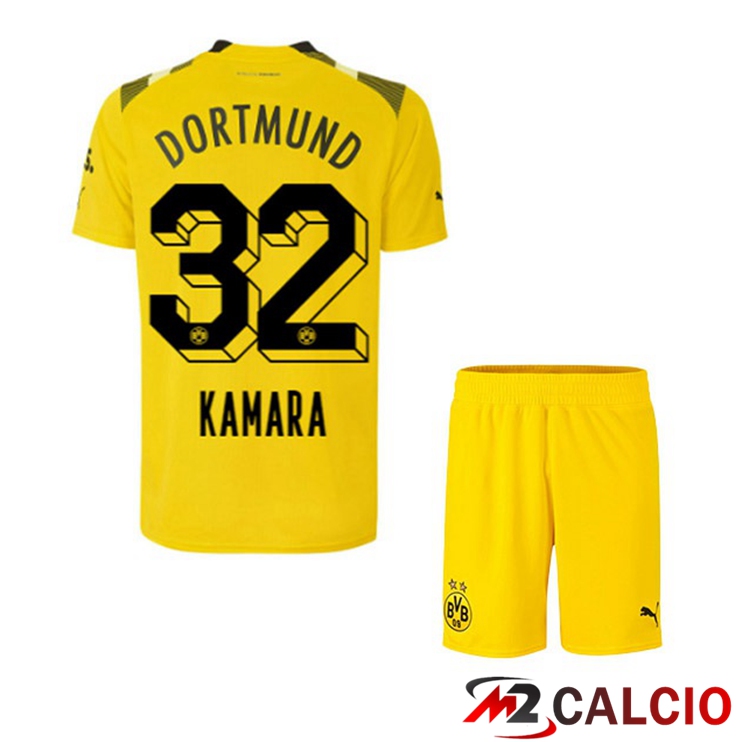 Maglie Calcio Personalizzate,Tute Calcio Squadre,Maglia Nazionale Italiana Calcio | Maglie Calcio Dortmund BVB (Kamara 32) Bambino cup Giallo 2022/2023