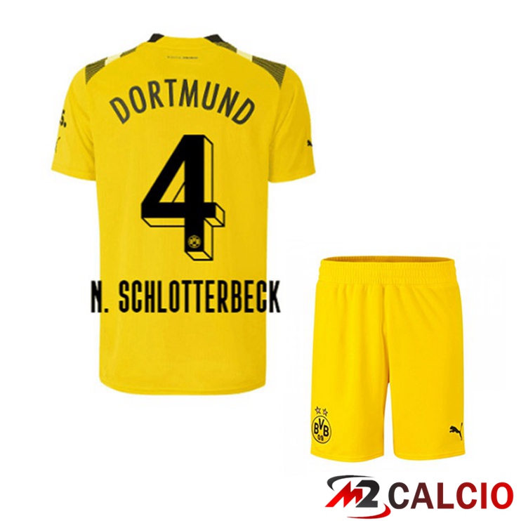 Maglie Calcio Personalizzate,Tute Calcio Squadre,Maglia Nazionale Italiana Calcio | Maglie Calcio Dortmund BVB (N. Schlotterbeck 4) Bambino cup Giallo 2022/2023