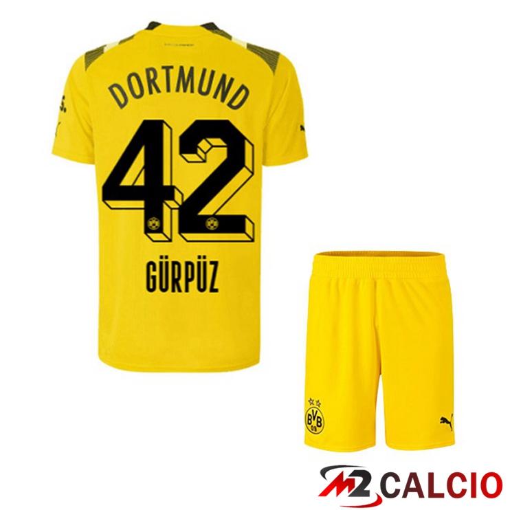 Maglie Calcio Personalizzate,Tute Calcio Squadre,Maglia Nazionale Italiana Calcio | Maglie Calcio Dortmund BVB (Gürpüz 42) Bambino cup Giallo 2022/2023