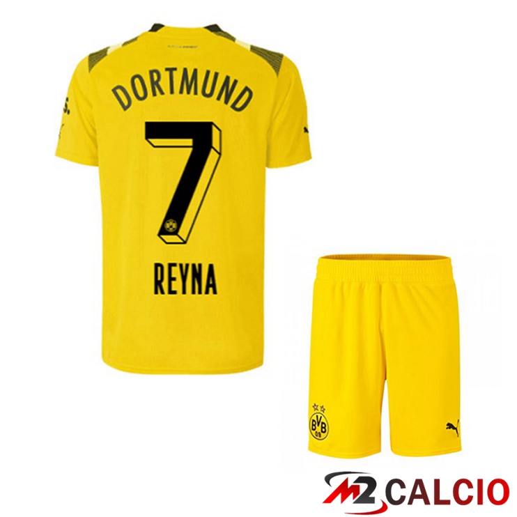Maglie Calcio Personalizzate,Tute Calcio Squadre,Maglia Nazionale Italiana Calcio | Maglie Calcio Dortmund BVB (Reyna 7) Bambino cup Giallo 2022/2023