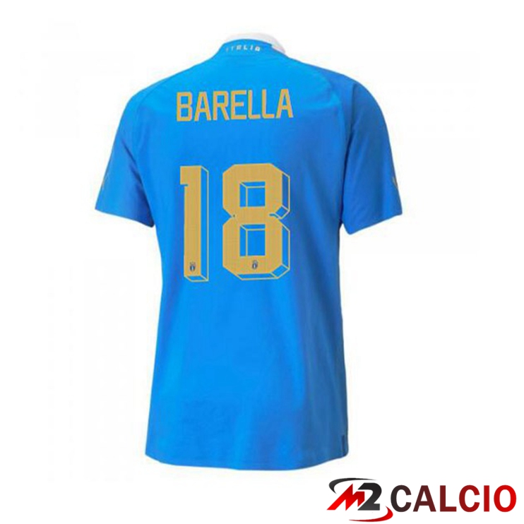Maglie Calcio Personalizzate,Tute Calcio Squadre,Maglia Nazionale Italiana Calcio | Maglie Calcio Italia（Barella 18）Prima Blu 2022/2023