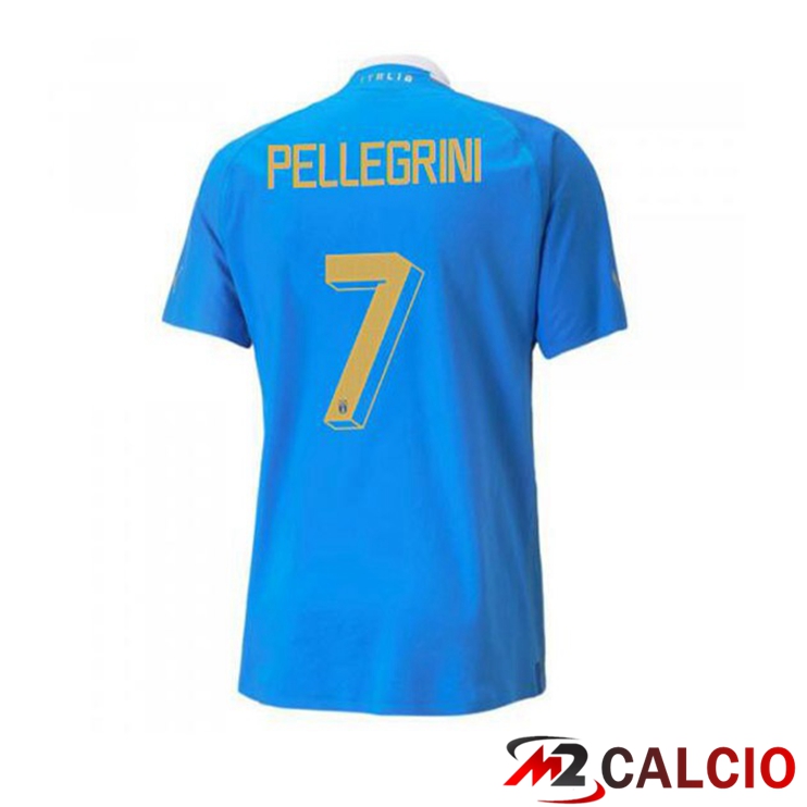Maglie Calcio Personalizzate,Tute Calcio Squadre,Maglia Nazionale Italiana Calcio | Maglie Calcio Italia（Pellegrini 7）Prima Blu 2022/2023
