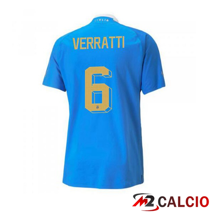 Maglie Calcio Personalizzate,Tute Calcio Squadre,Maglia Nazionale Italiana Calcio | Maglie Calcio Italia（Verratti 6）Prima Blu 2022/2023