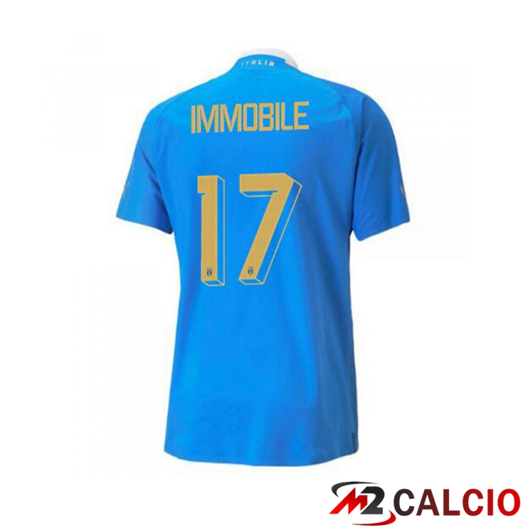 Maglie Calcio Personalizzate,Tute Calcio Squadre,Maglia Nazionale Italiana Calcio | Maglie Calcio Italia（Immobile 17）Prima Blu 2022/2023