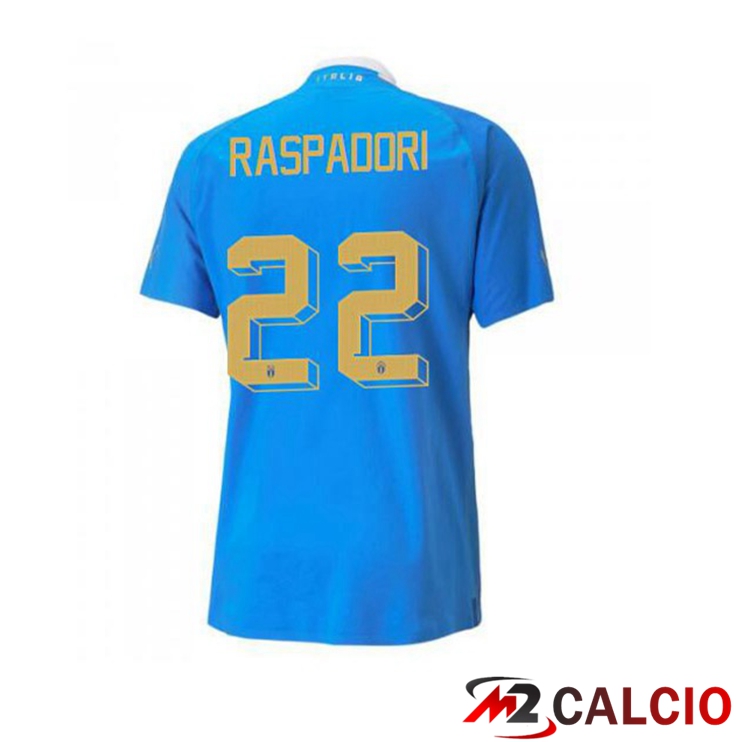 Maglie Calcio Personalizzate,Tute Calcio Squadre,Maglia Nazionale Italiana Calcio | Maglie Calcio Italia（Raspadori 22）Prima Blu 2022/2023