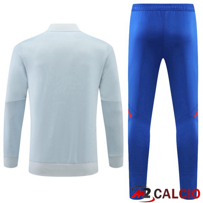 Insieme Tuta Calcio - Giacca Lyon OL Blu Grigio 2022/2023