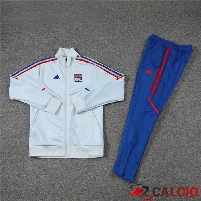 Insieme Tuta Calcio - Giacca Lyon OL Blu Grigio 2022/2023