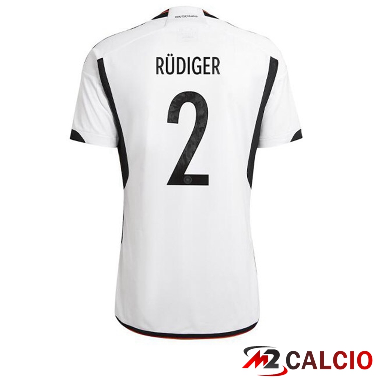 Maglie Calcio Personalizzate,Tute Calcio Squadre,Maglia Nazionale Italiana Calcio | Maglia Germania (RÜDIGER 2) Prima Nero Bianco Coppa del Mondo 2022
