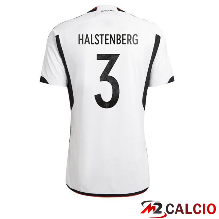 Maglie Calcio Personalizzate,Tute Calcio Squadre,Maglia Nazionale Italiana Calcio | Maglia Germania (HALSTENBERG 3) Prima Nero Bianco Coppa del Mondo 2022