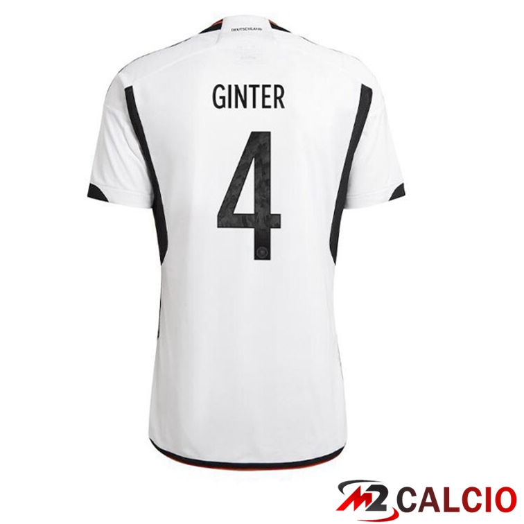 Maglie Calcio Personalizzate,Tute Calcio Squadre,Maglia Nazionale Italiana Calcio | Maglia Germania (GINTER 4) Prima Nero Bianco Coppa del Mondo 2022