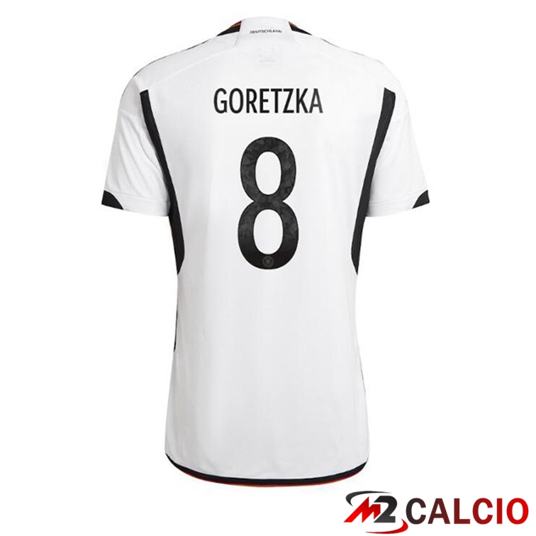 Maglie Calcio Personalizzate,Tute Calcio Squadre,Maglia Nazionale Italiana Calcio | Maglia Germania (GORETZKA 8) Prima Nero Bianco Coppa del Mondo 2022