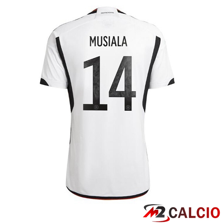 Maglie Calcio Personalizzate,Tute Calcio Squadre,Maglia Nazionale Italiana Calcio | Maglia Germania (MUSIALA 14) Prima Nero Bianco Coppa del Mondo 2022