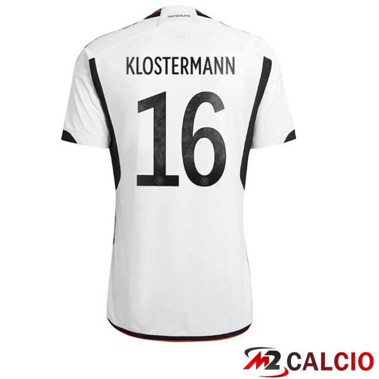 Maglie Calcio Personalizzate,Tute Calcio Squadre,Maglia Nazionale Italiana Calcio | Maglia Germania (KLOSTERMANN 16) Prima Nero Bianco Coppa del Mondo 2022