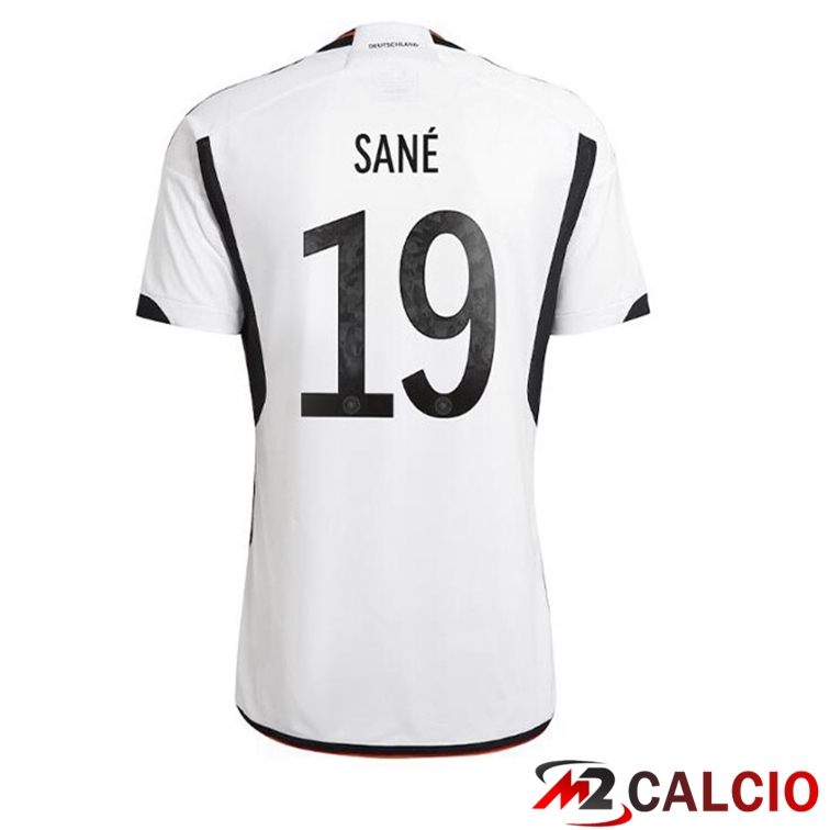Maglie Calcio Personalizzate,Tute Calcio Squadre,Maglia Nazionale Italiana Calcio | Maglia Germania (SANÉ 19) Prima Nero Bianco Coppa del Mondo 2022