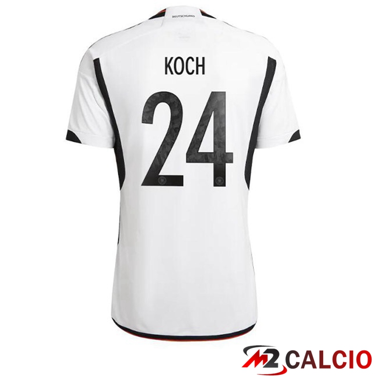 Maglie Calcio Personalizzate,Tute Calcio Squadre,Maglia Nazionale Italiana Calcio | Maglia Germania (KOCH 24) Prima Nero Bianco Coppa del Mondo 2022