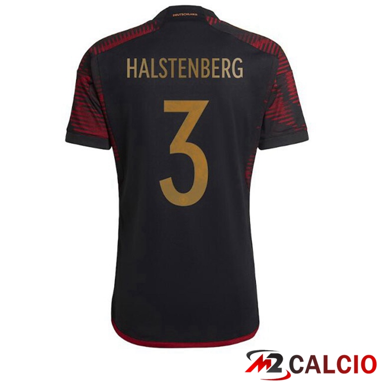 Maglie Calcio Personalizzate,Tute Calcio Squadre,Maglia Nazionale Italiana Calcio | Maglia Germania (HALSTENBERG 3) Seconda Nero Coppa del Mondo 2022