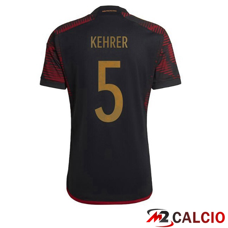 Maglie Calcio Personalizzate,Tute Calcio Squadre,Maglia Nazionale Italiana Calcio | Maglia Germania (KEHRER 5) Seconda Nero Coppa del Mondo 2022