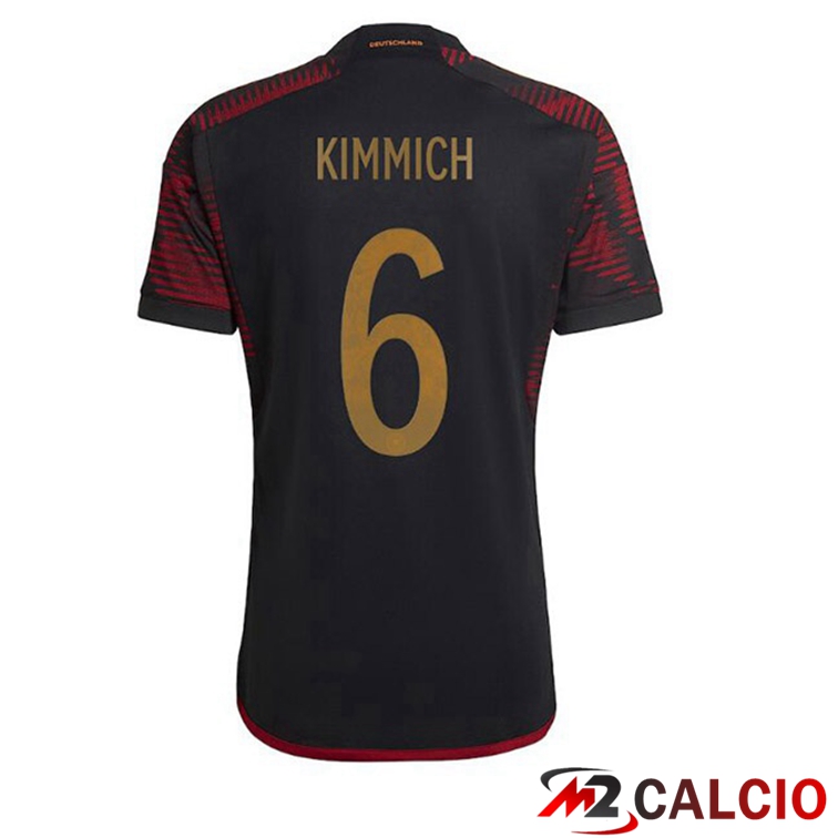 Maglie Calcio Personalizzate,Tute Calcio Squadre,Maglia Nazionale Italiana Calcio | Maglia Germania (KIMMICH 6) Seconda Nero Coppa del Mondo 2022