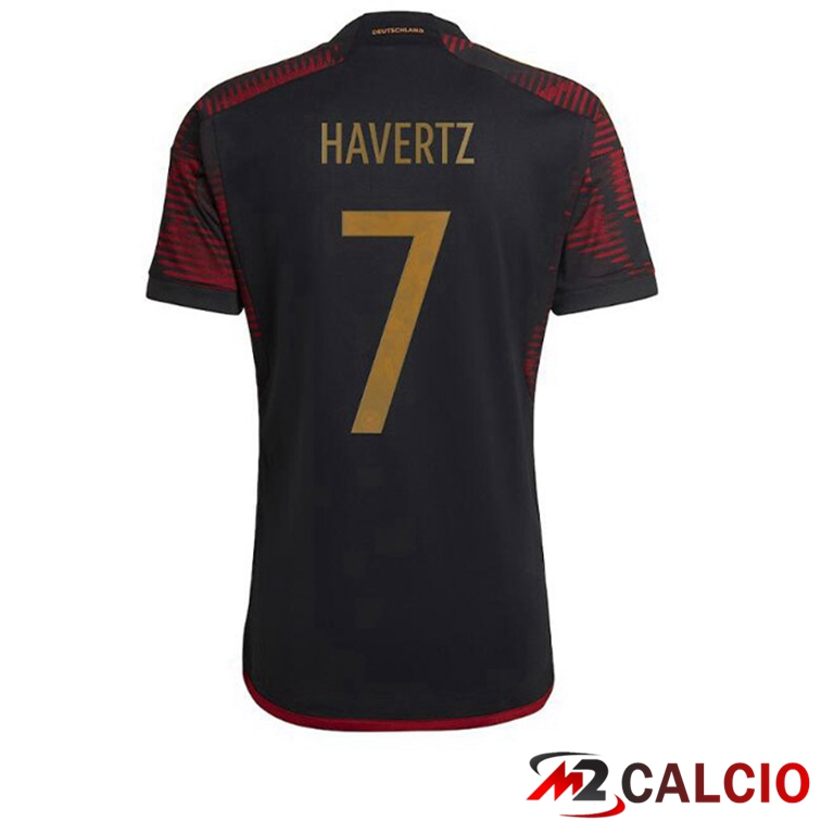 Maglie Calcio Personalizzate,Tute Calcio Squadre,Maglia Nazionale Italiana Calcio | Maglia Germania (HAVerdeZ 7 Seconda Nero Coppa del Mondo 2022