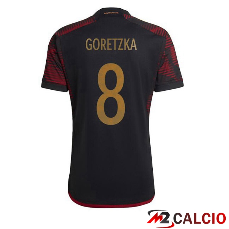Maglie Calcio Personalizzate,Tute Calcio Squadre,Maglia Nazionale Italiana Calcio | Maglia Germania (GORETZKA 8) Seconda Nero Coppa del Mondo 2022