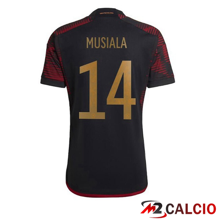 Maglie Calcio Personalizzate,Tute Calcio Squadre,Maglia Nazionale Italiana Calcio | Maglia Germania (MUSIALA 14) Seconda Nero Coppa del Mondo 2022