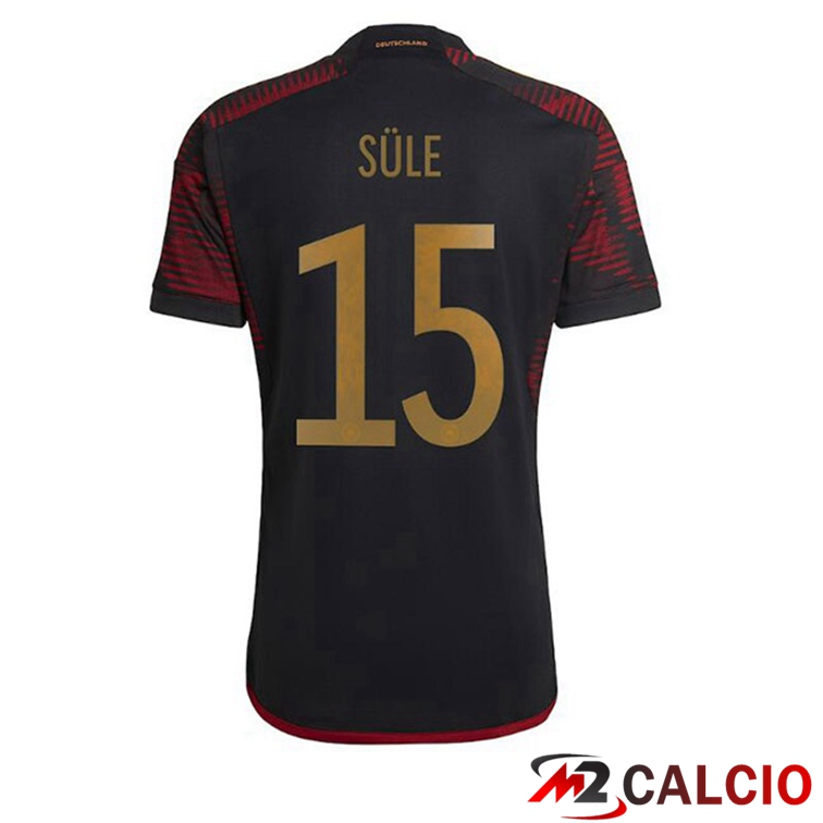Maglie Calcio Personalizzate,Tute Calcio Squadre,Maglia Nazionale Italiana Calcio | Maglia Germania (SULE 15) Seconda Nero Coppa del Mondo 2022