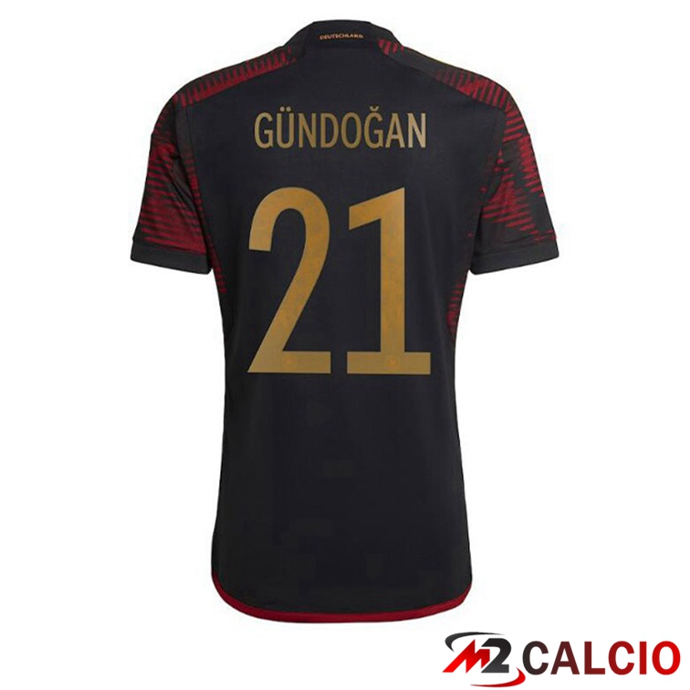 Maglie Calcio Personalizzate,Tute Calcio Squadre,Maglia Nazionale Italiana Calcio | Maglia Germania (GÜNDOGAN 21) Seconda Nero Coppa del Mondo 2022