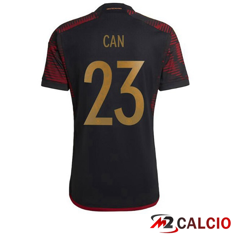 Maglie Calcio Personalizzate,Tute Calcio Squadre,Maglia Nazionale Italiana Calcio | Maglia Germania (CAN 23) Seconda Nero Coppa del Mondo 2022