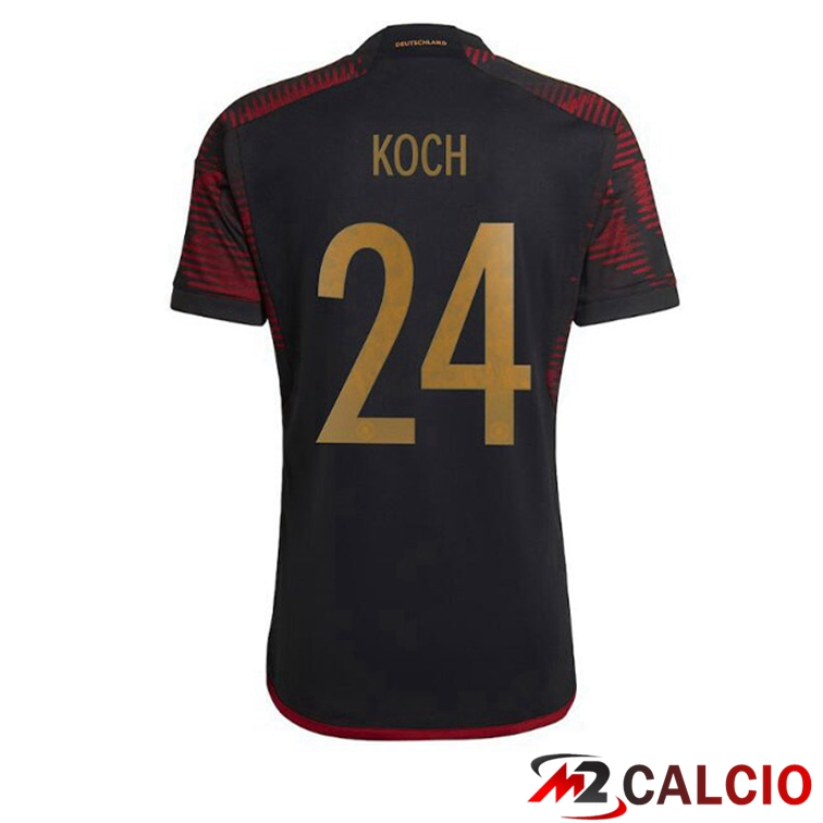 Maglie Calcio Personalizzate,Tute Calcio Squadre,Maglia Nazionale Italiana Calcio | Maglia Germania (KOCH 24) Seconda Nero Coppa del Mondo 2022