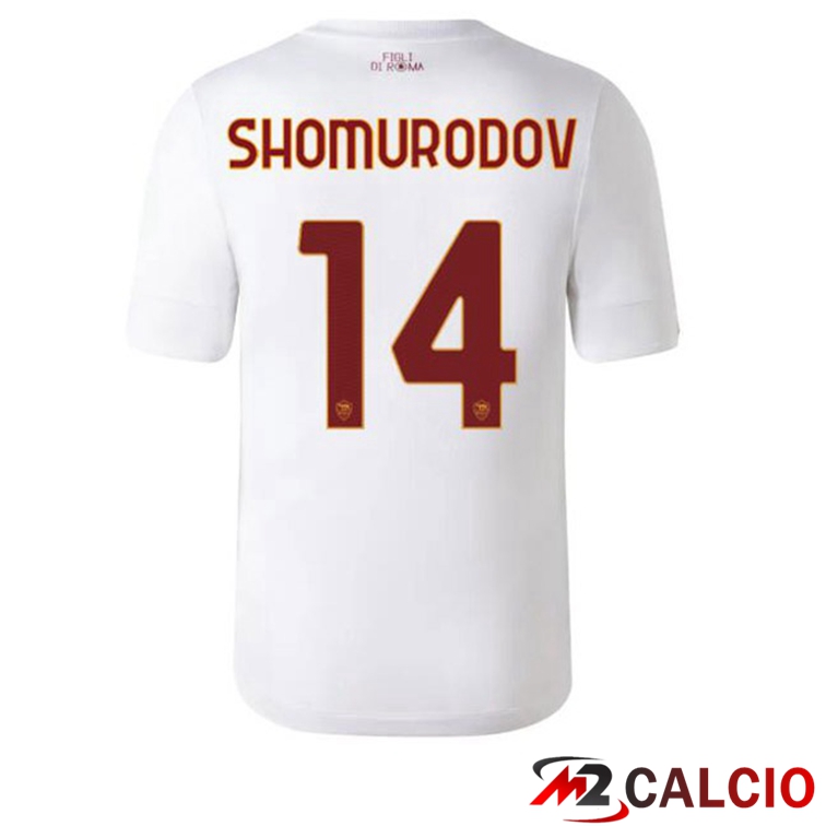 Maglie Calcio Personalizzate,Tute Calcio Squadre,Maglia Nazionale Italiana Calcio | Maglie Calcio AS Roma (SHOMURODOV 14) Seconda Bianco 2022/2023
