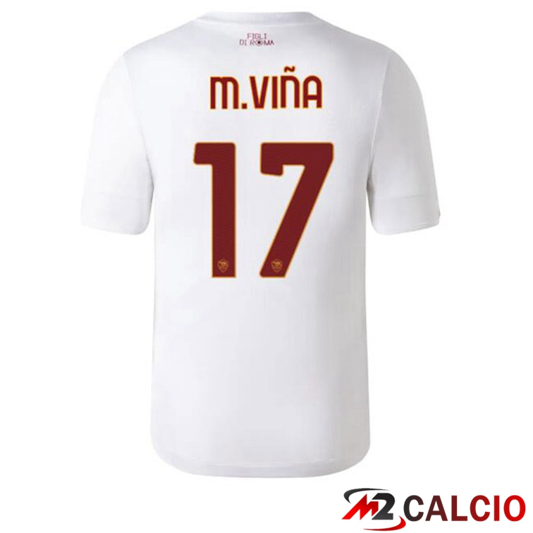 Maglie Calcio Personalizzate,Tute Calcio Squadre,Maglia Nazionale Italiana Calcio | Maglie Calcio AS Roma (M.VIÑA 17) Seconda Bianco 2022/2023