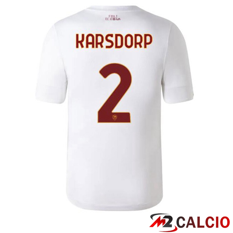 Maglie Calcio Personalizzate,Tute Calcio Squadre,Maglia Nazionale Italiana Calcio | Maglie Calcio AS Roma (KARSDORP 2) Seconda Bianco 2022/2023