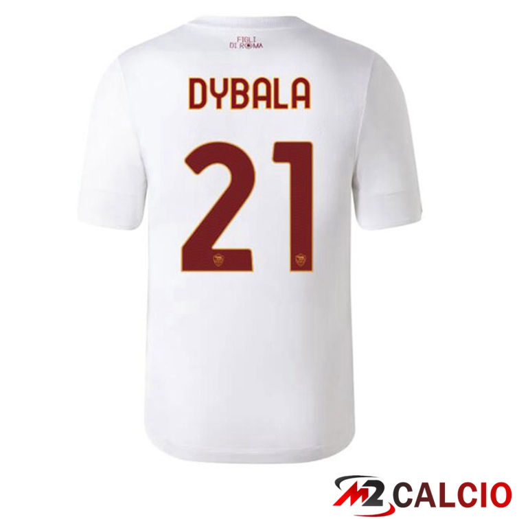 Maglie Calcio Personalizzate,Tute Calcio Squadre,Maglia Nazionale Italiana Calcio | Maglie Calcio AS Roma (DYBALA 21) Seconda Bianco 2022/2023