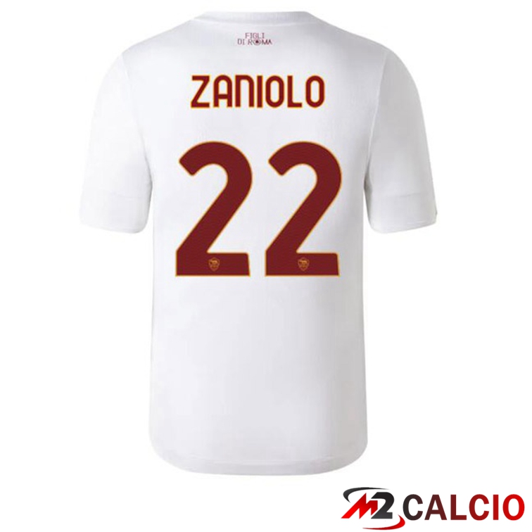Maglie Calcio Personalizzate,Tute Calcio Squadre,Maglia Nazionale Italiana Calcio | Maglie Calcio AS Roma (ZANIOLO 22) Seconda Bianco 2022/2023