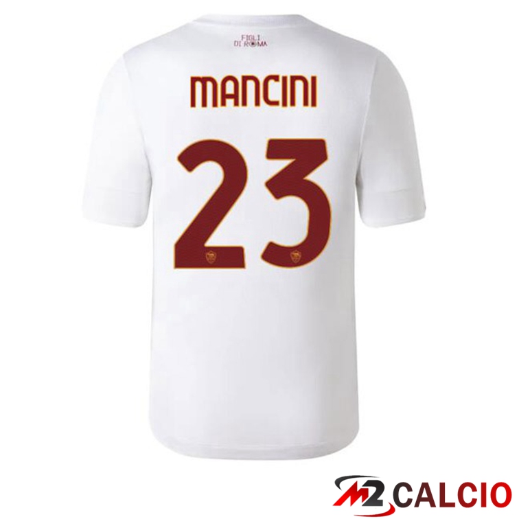 Maglie Calcio Personalizzate,Tute Calcio Squadre,Maglia Nazionale Italiana Calcio | Maglie Calcio AS Roma (MANCINI 23) Seconda Bianco 2022/2023