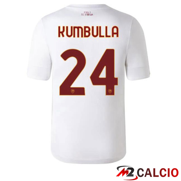 Maglie Calcio Personalizzate,Tute Calcio Squadre,Maglia Nazionale Italiana Calcio | Maglie Calcio AS Roma (KUMBULLA 24) Seconda Bianco 2022/2023