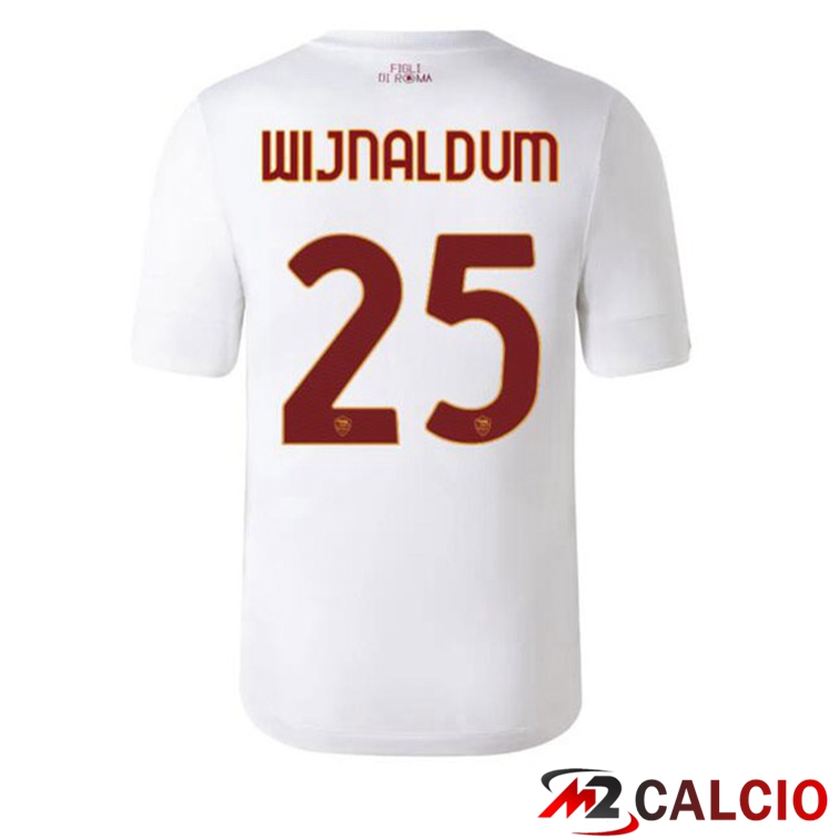 Maglie Calcio Personalizzate,Tute Calcio Squadre,Maglia Nazionale Italiana Calcio | Maglie Calcio AS Roma (WIJNALDUM 25) Seconda Bianco 2022/2023