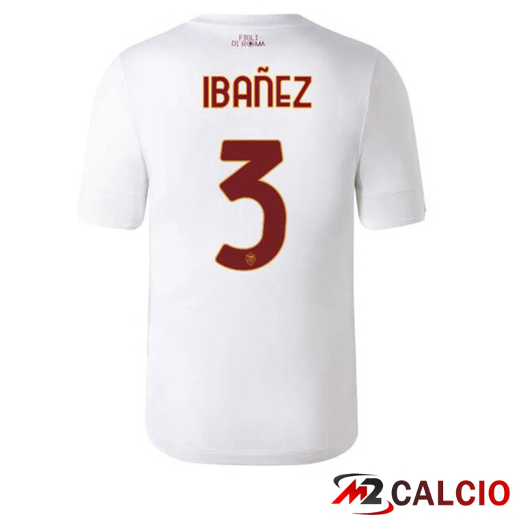 Maglie Calcio Personalizzate,Tute Calcio Squadre,Maglia Nazionale Italiana Calcio | Maglie Calcio AS Roma (IBAÑEZ 3) Seconda Bianco 2022/2023
